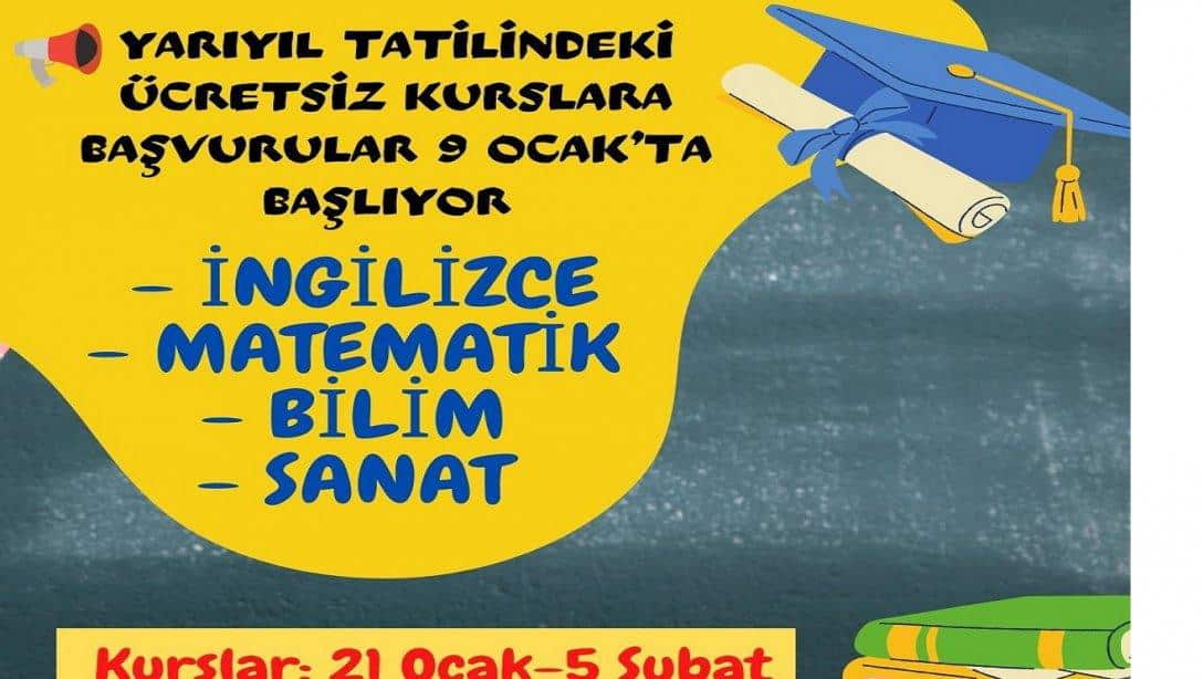 Yarıyıl Tatilinde Açılacak Ücretsiz Kurslara Başvurular 9 Ocak'ta Başlıyor
